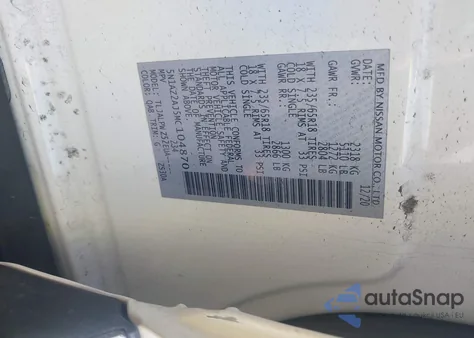 2021 Nissan Murano S Fwd z USA, uszkodzony, nr VIN 5N1AZ2AJ5MC104870